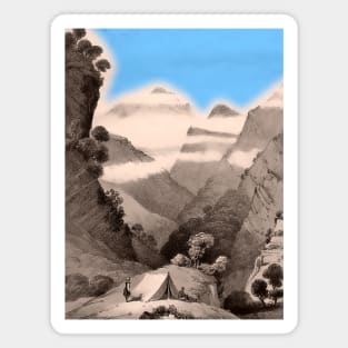 Landscape with blue sky and mountains. Magnet